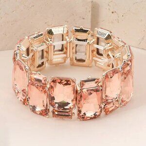 Pink Glass Stone Stretch Bracelet OS
